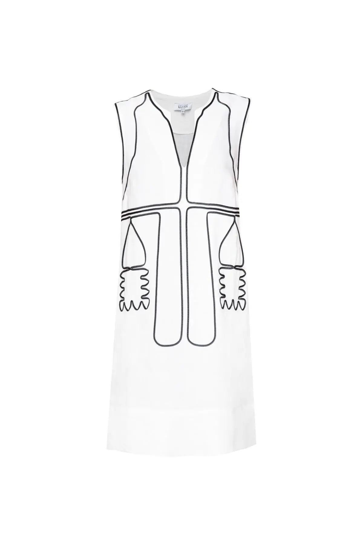Segouna Embroidered Mini Kaftan - White Ancient Kallos