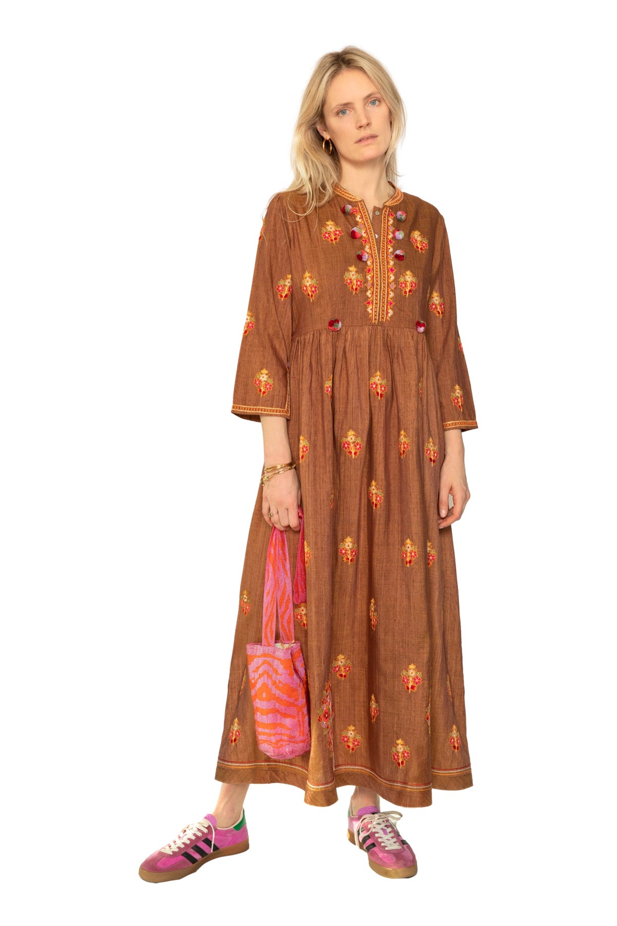 Hermitage Handloom Tweed Silk Dress - Patchouli