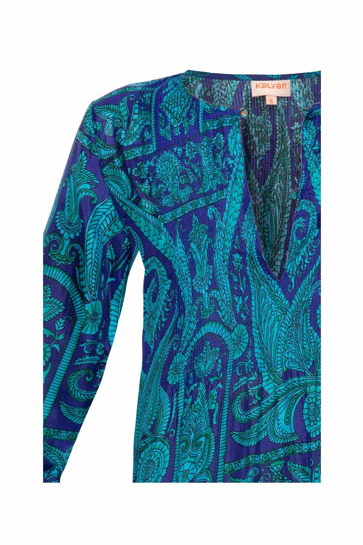 Heidi Silk Dress - Blue Kalyan