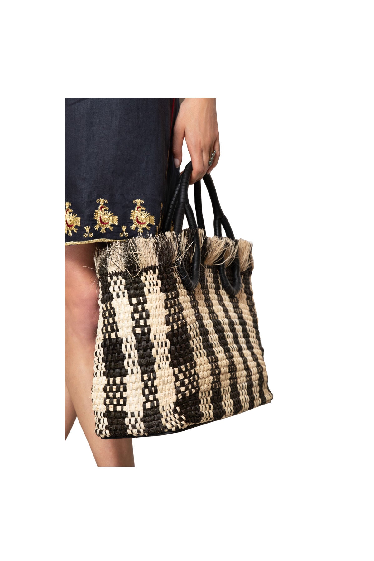 High Spirits Shoulder Bag - Black & Natural Iraka