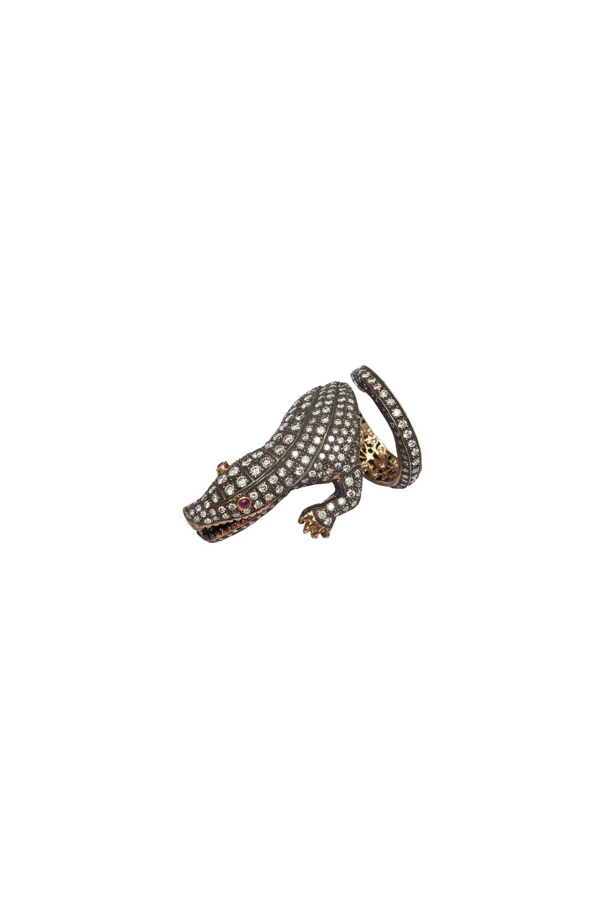 Diamond & Ruby Crocodile Ring The Gem Palace