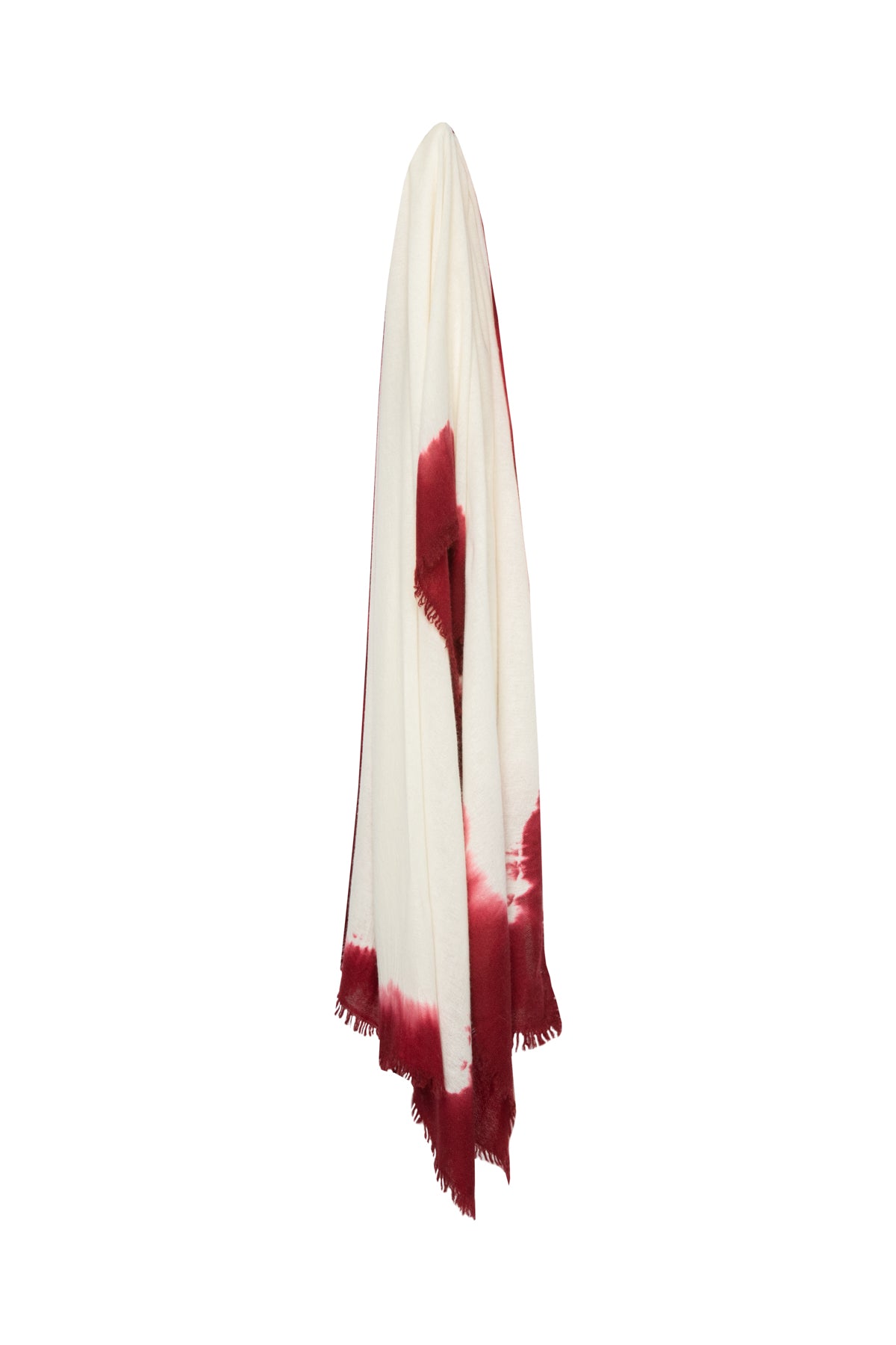 Dip Dye Cashmere Shawl - Off White & Dark Red