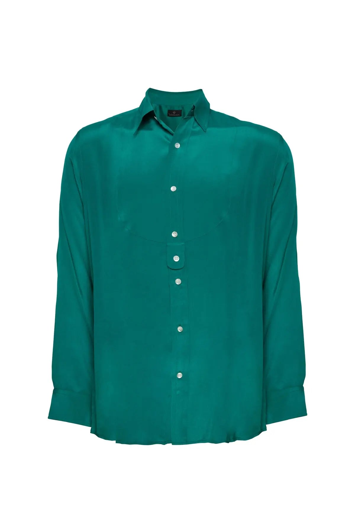 Men's Silk Cowboy Shirt - Dark Green Debonnaire