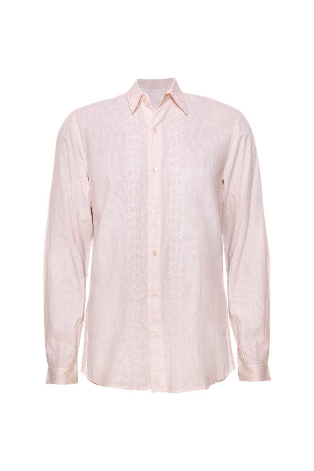 Men's Cotton Embroidered Shirt - Pale Pink