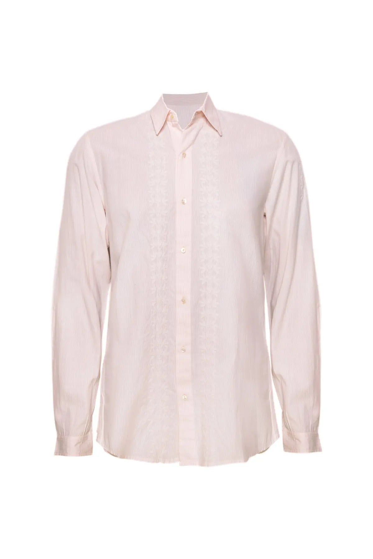 Men's Cotton Embroidered Shirt - Pale Pink Kalyan