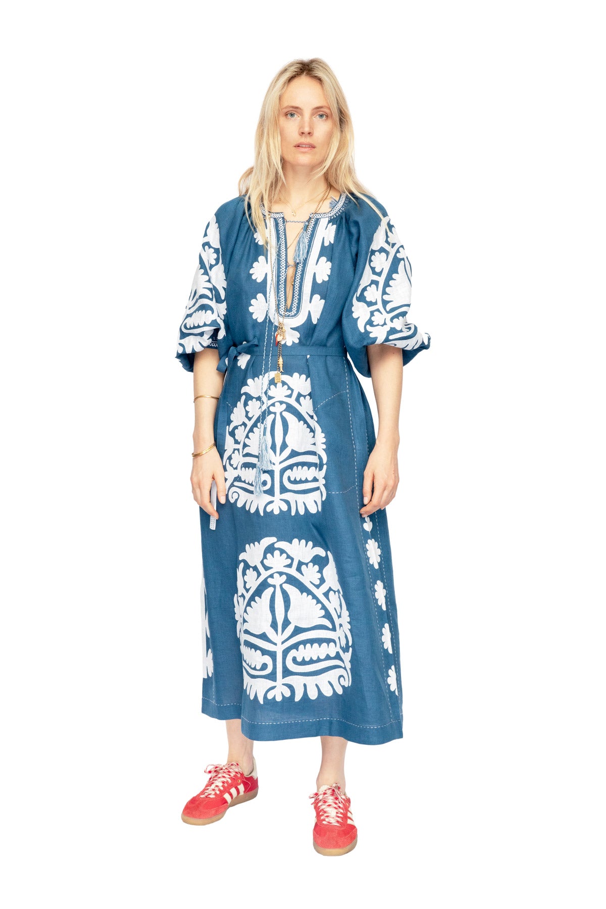 Shalimar Dress - Cobalt Blue & White