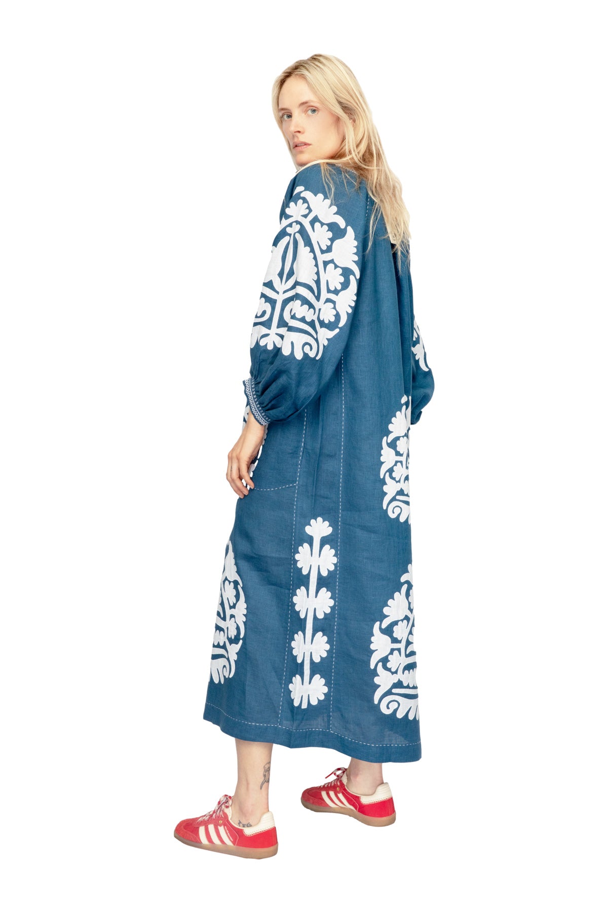Shalimar Dress - Cobalt Blue & White