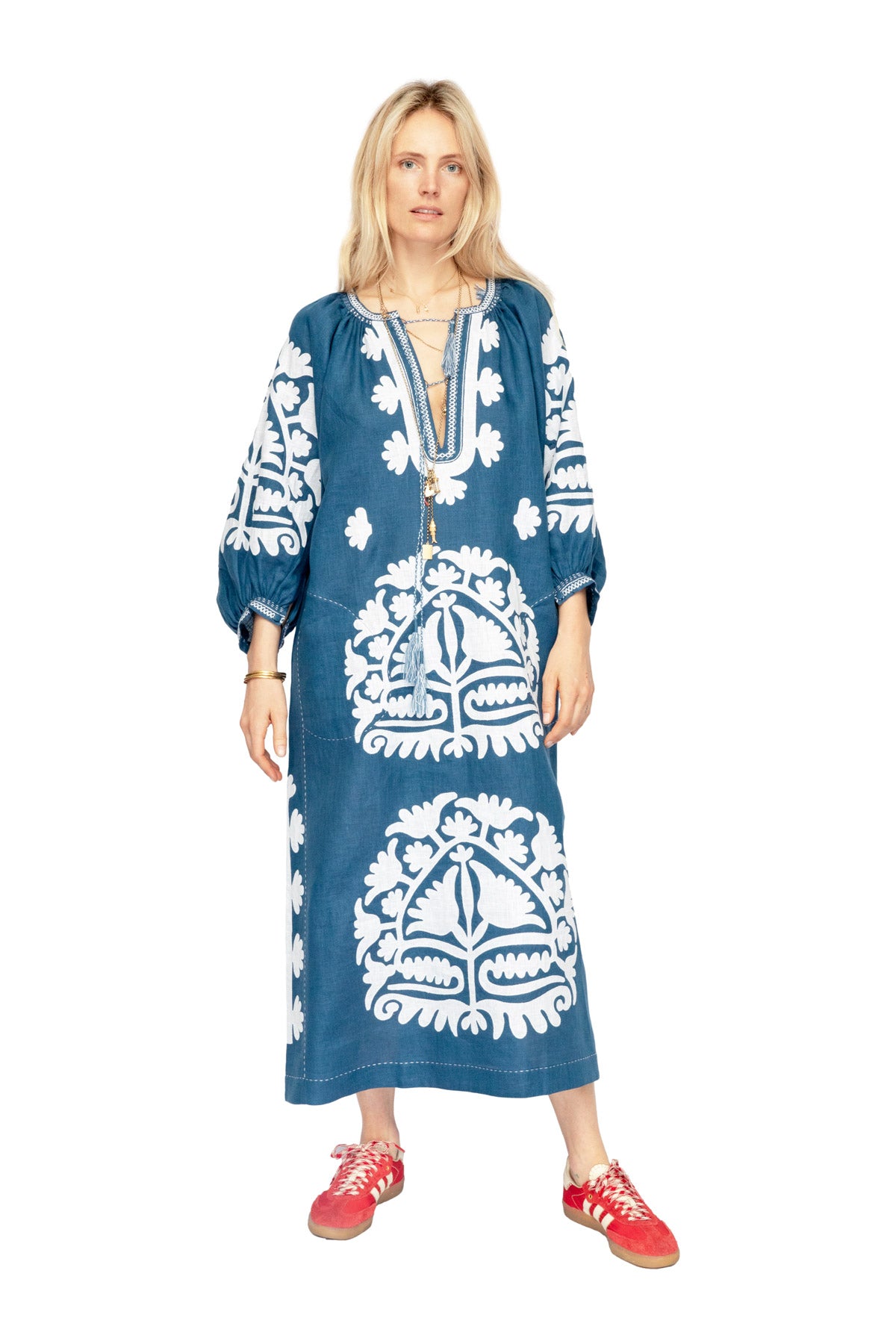 Shalimar Dress - Cobalt Blue & White