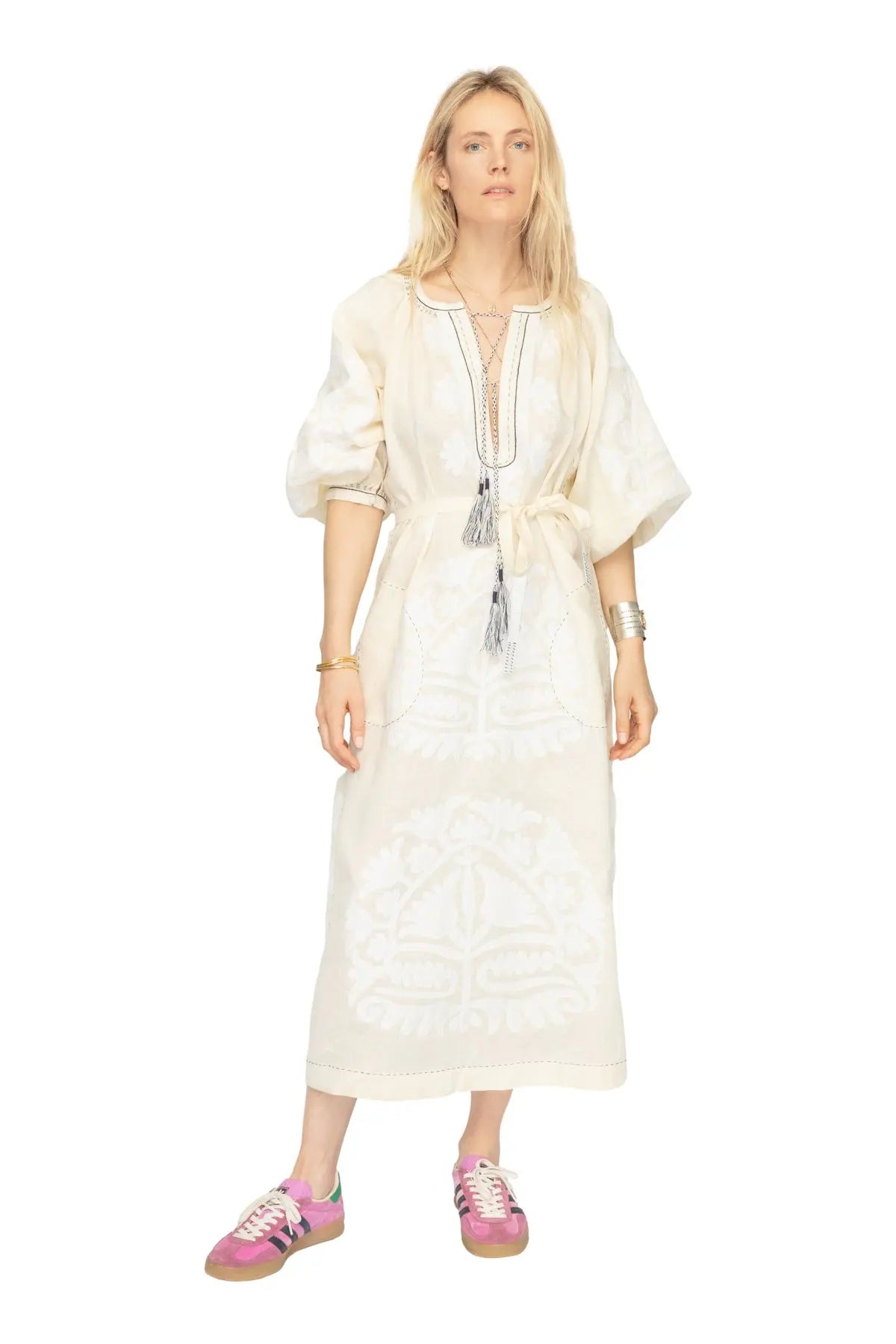 Shalimar Dress - Cream & White Vita Kin