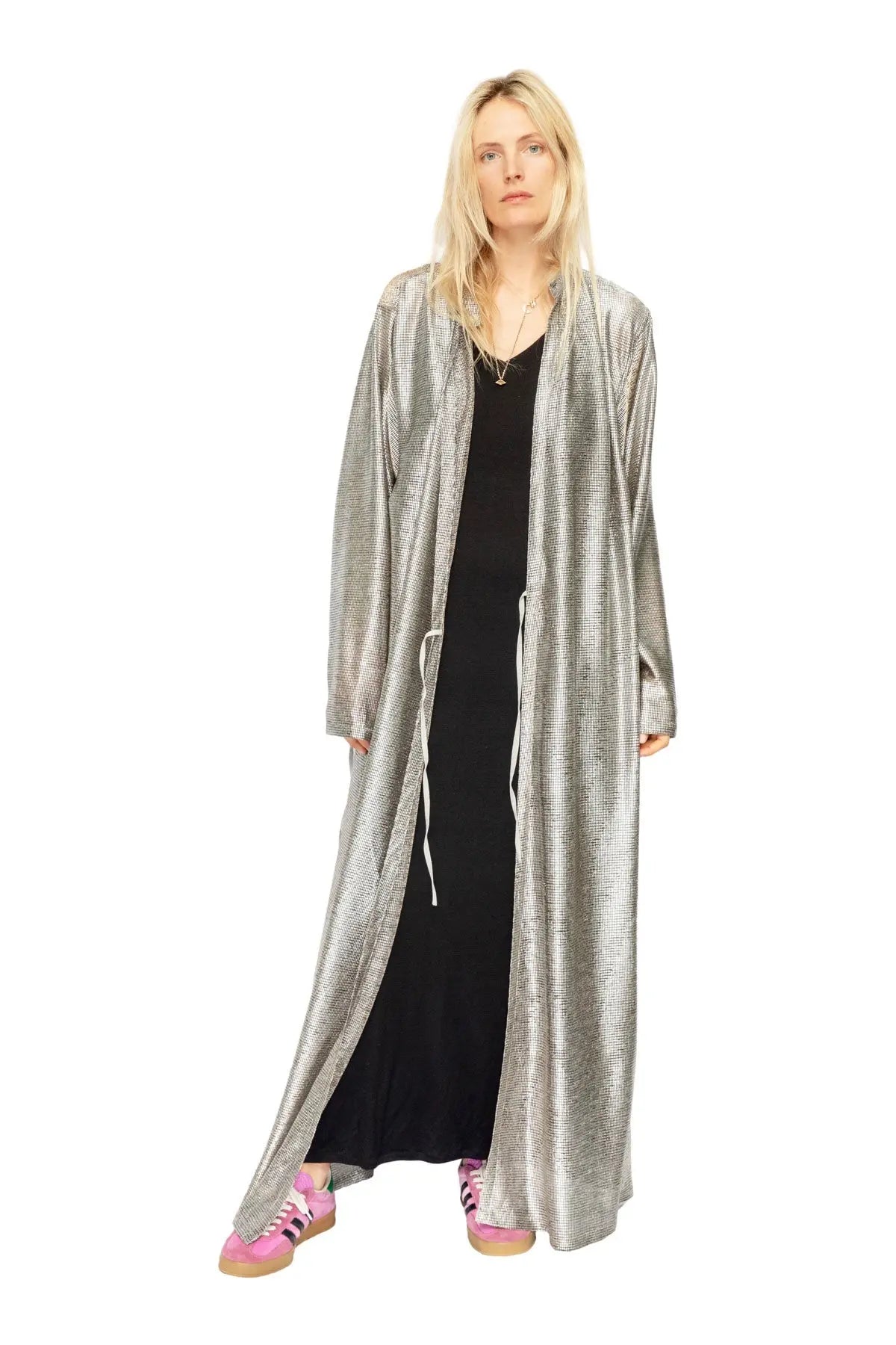 Metallic Lurex Cover up - Silver Liwan
