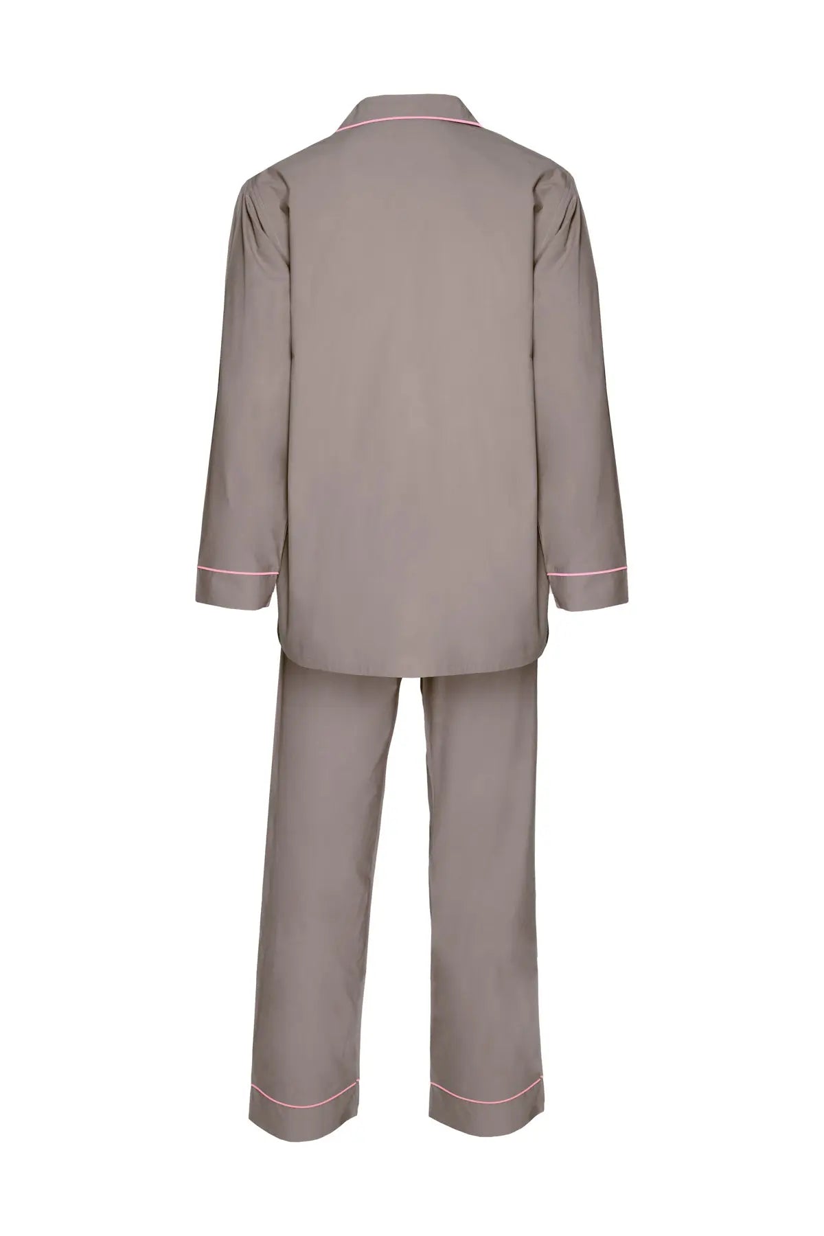 Men's Cotton Pyjamas - Grey & Pink Piping Debonnaire