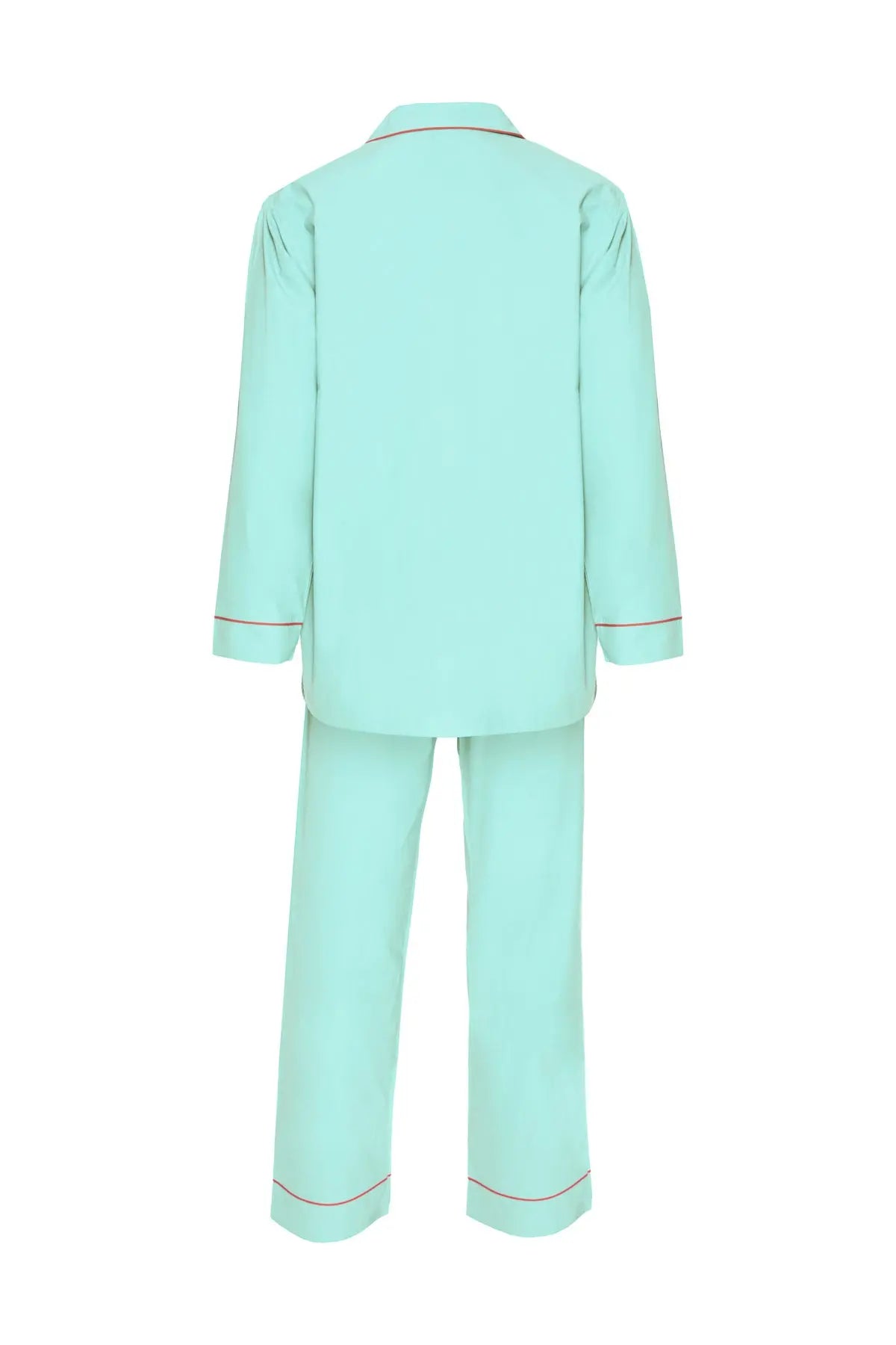 Men's Cotton Pyjamas - Turquoise & Coral Piping Debonnaire