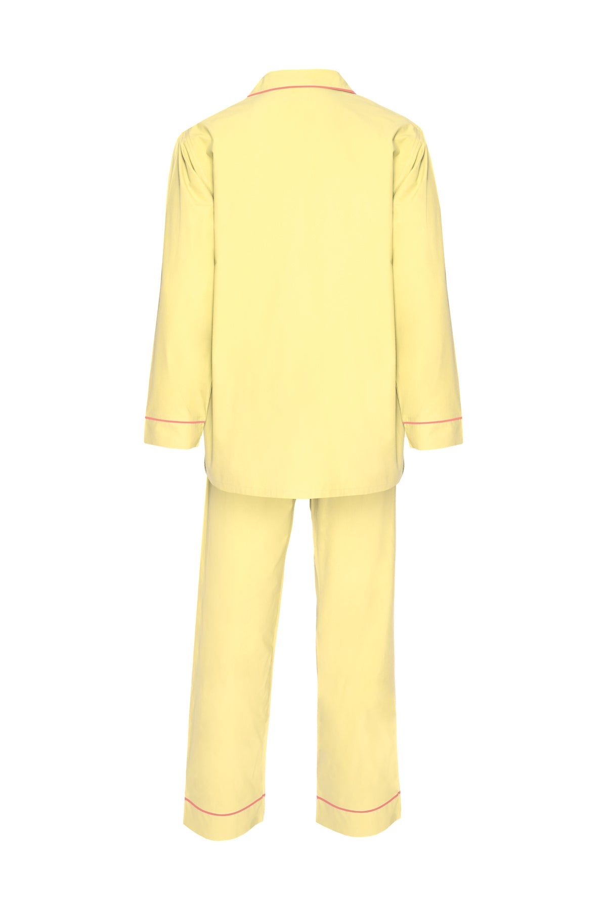 Men's Cotton Pyjamas - Yellow & Pink Piping