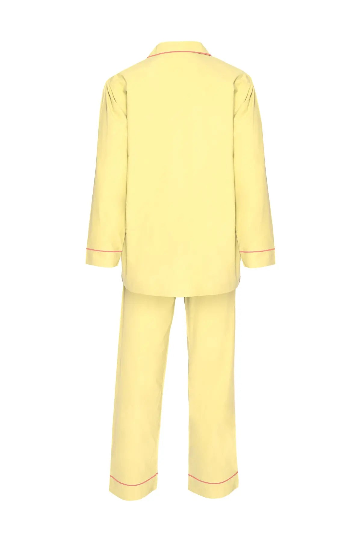 Men's Cotton Pyjamas - Yellow & Pink Piping Debonnaire