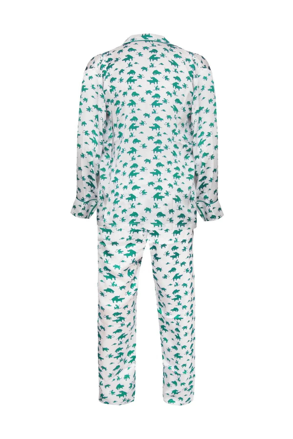 Naughty Print Silk Pyjamas - Green Debonnaire