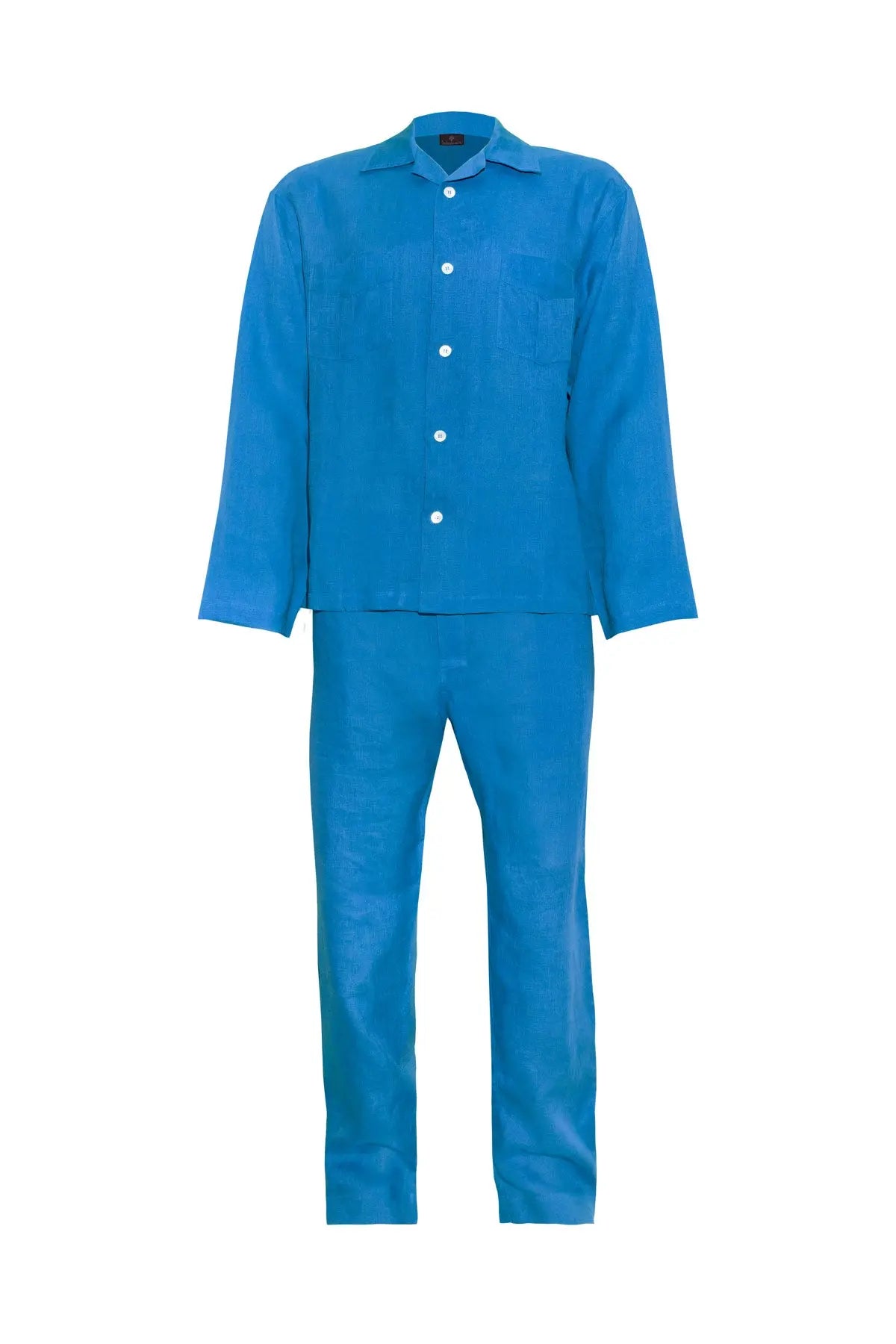 Men's Linen Pyjamas - Ocean Blue Debonnaire