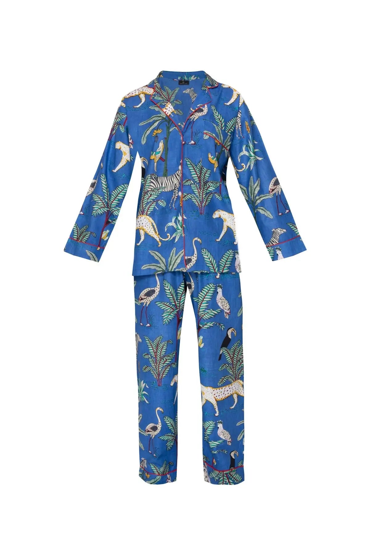 Cotton Jungle Print Pyjamas - Dark Blue Debonnaire