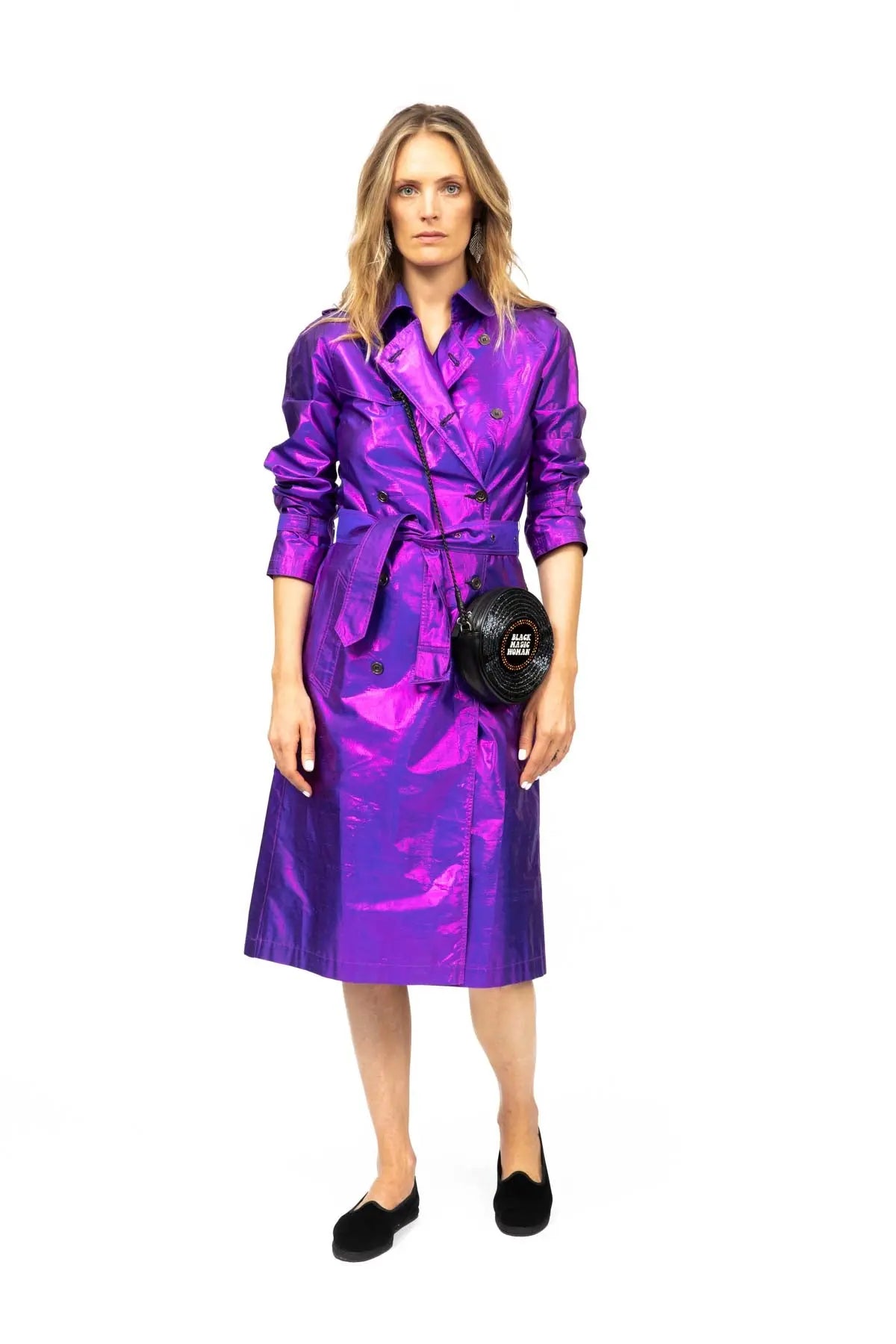 Metallic Silk Trench - Purple Debonnaire