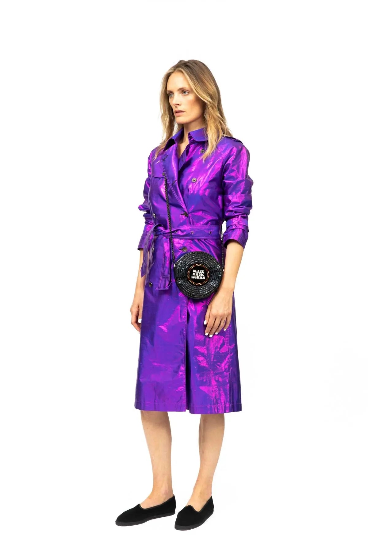 Metallic Silk Trench - Purple Debonnaire