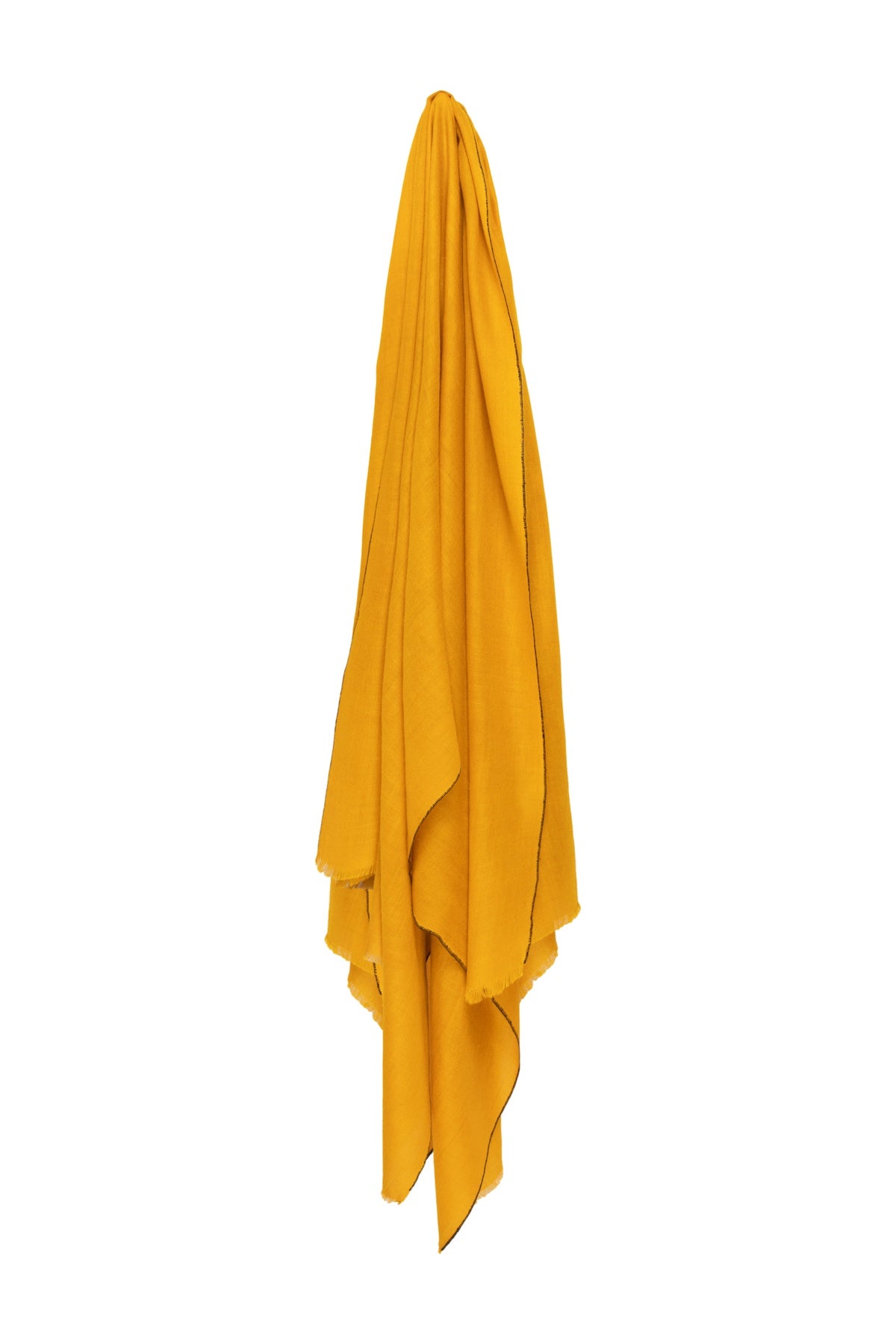 Classic Embroidered Edge Cashmere Pashmina Shawl - Yellow