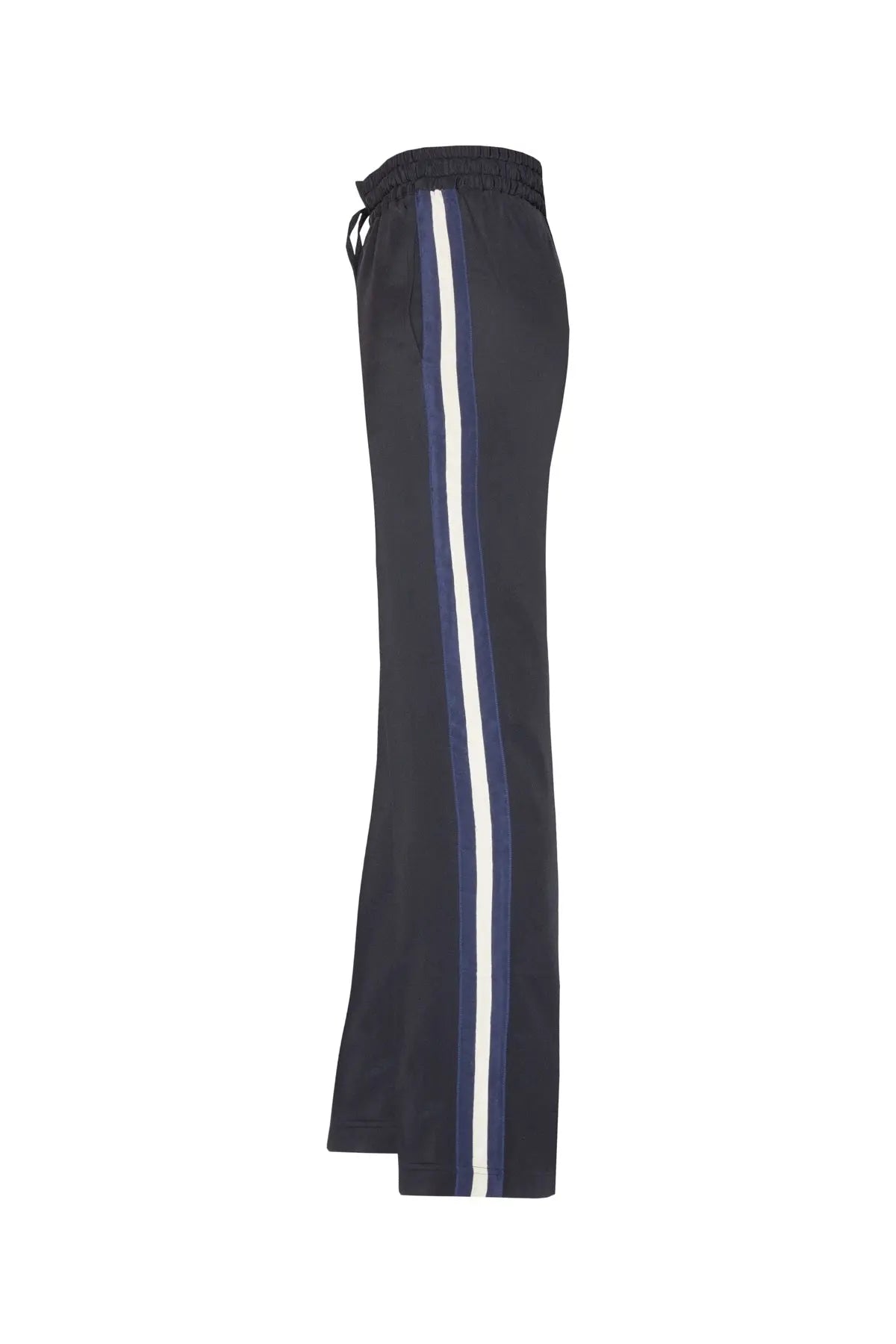 Classic Silk Joggers - Black With Oyster & Navy Stripe Serena Bute