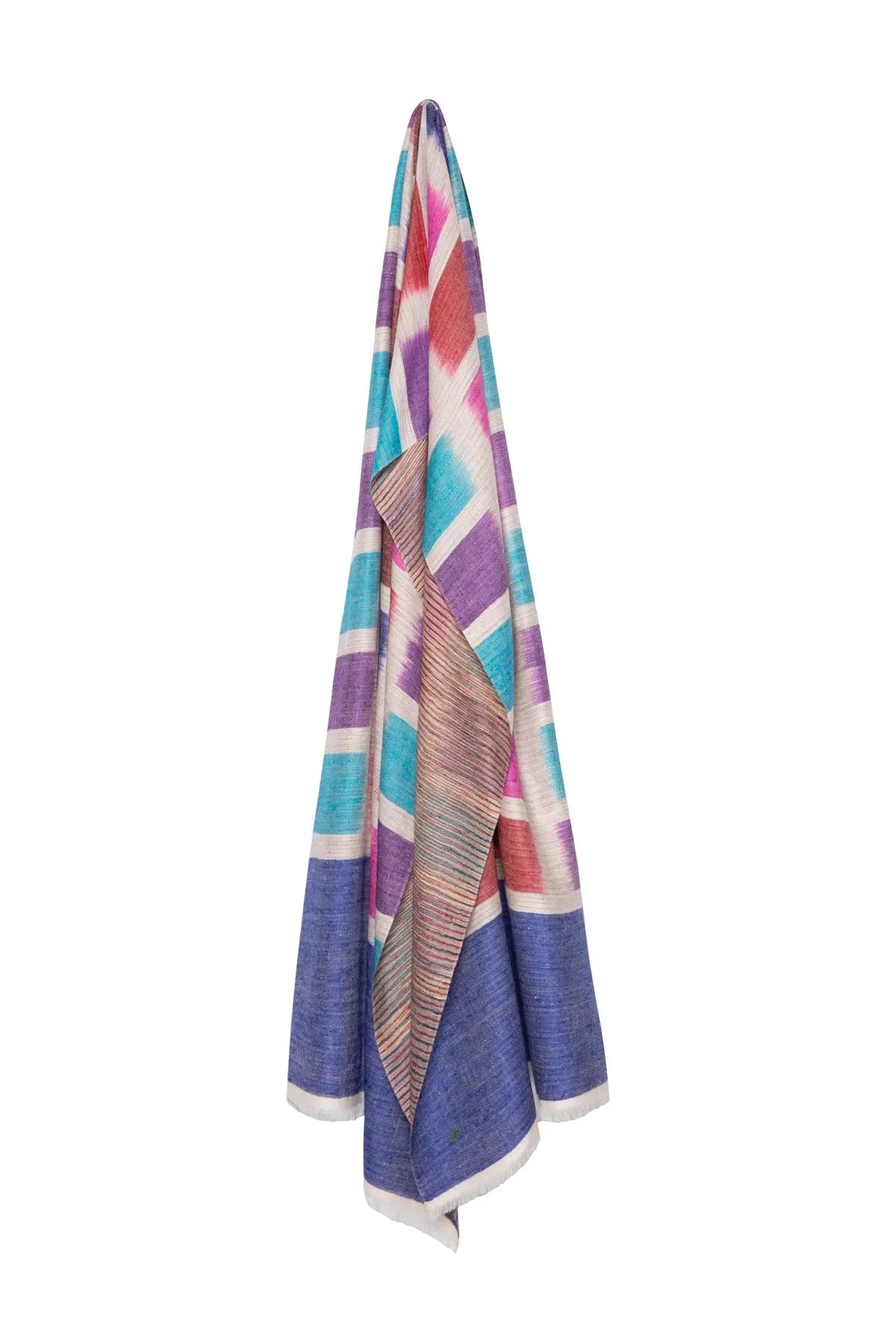 Reversible Shawl - Blue Block Andraab