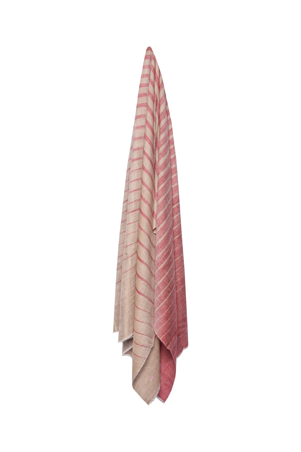 Multi Stripe Pashmina Shawl - Red & Beige