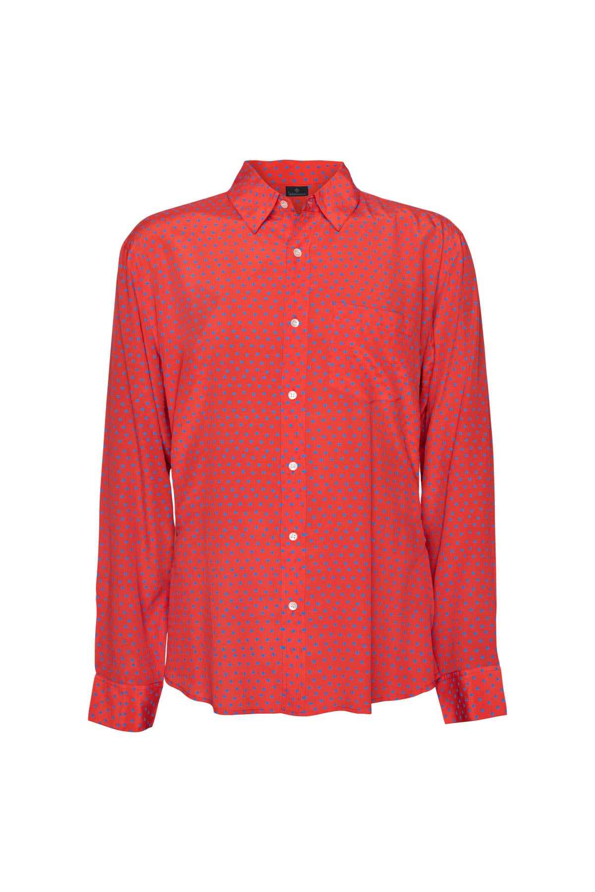 Men's Silk Shirt - Red & Blue Hearts