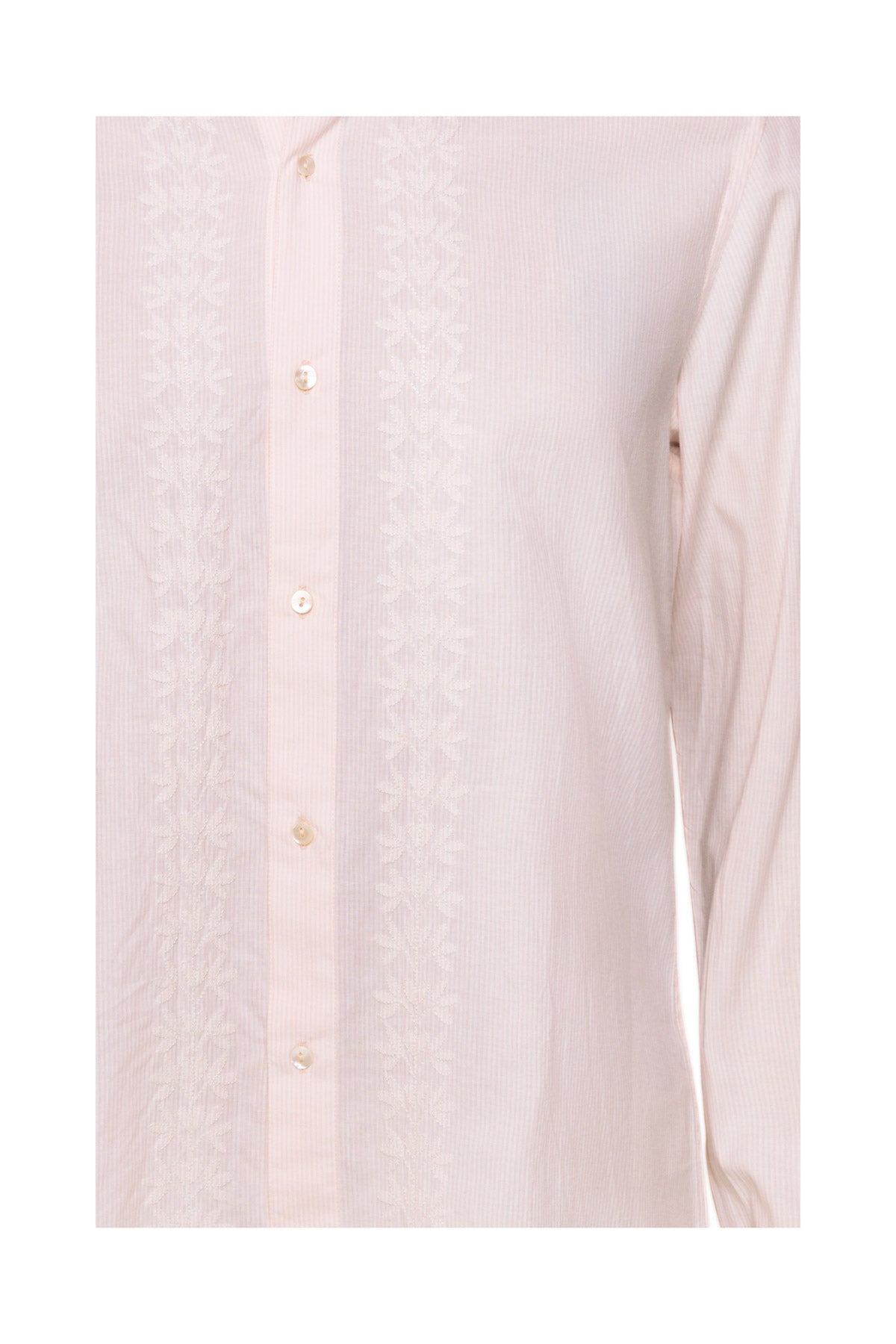Men's Cotton Embroidered Shirt - Pale Pink
