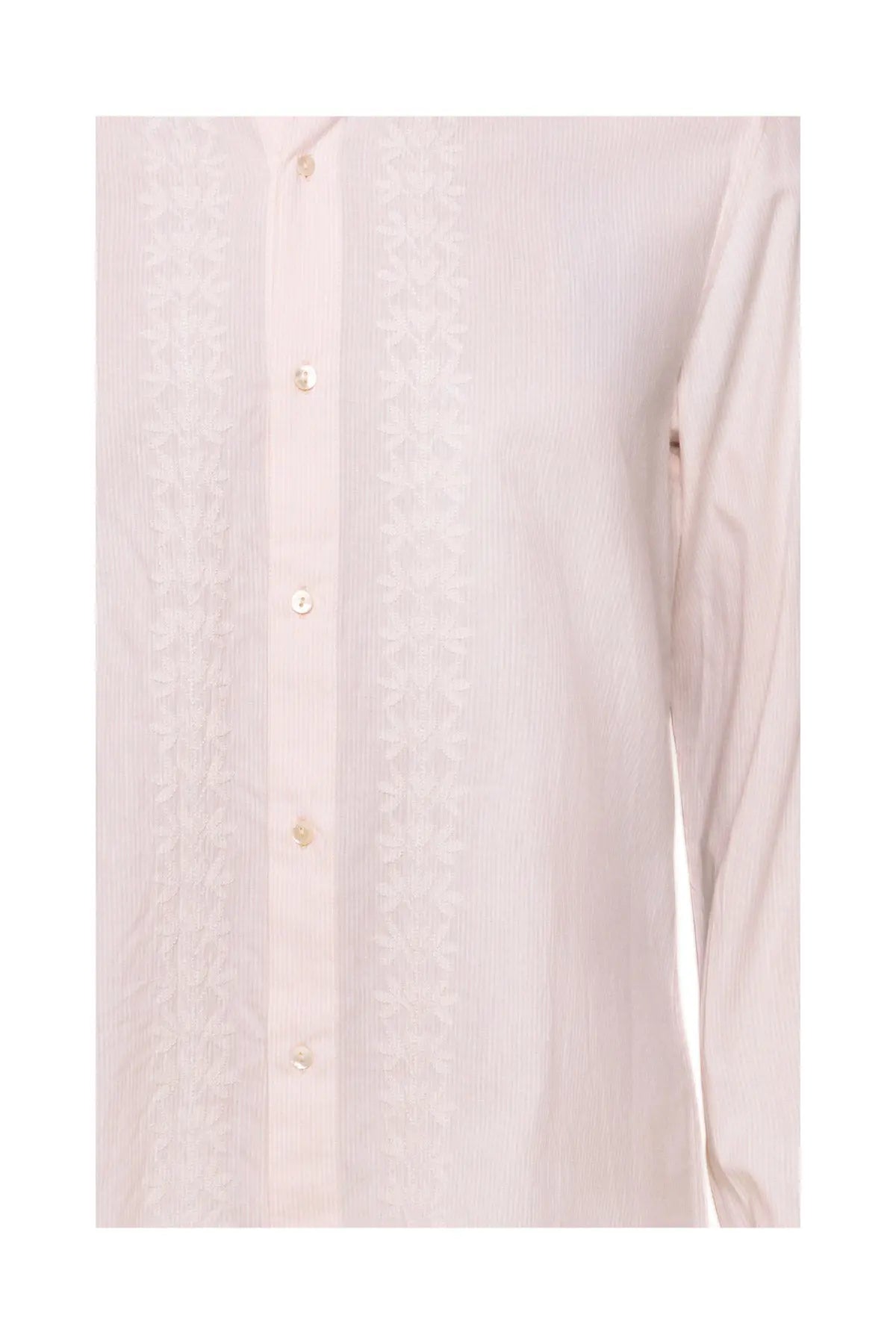 Men's Cotton Embroidered Shirt - Pale Pink Kalyan