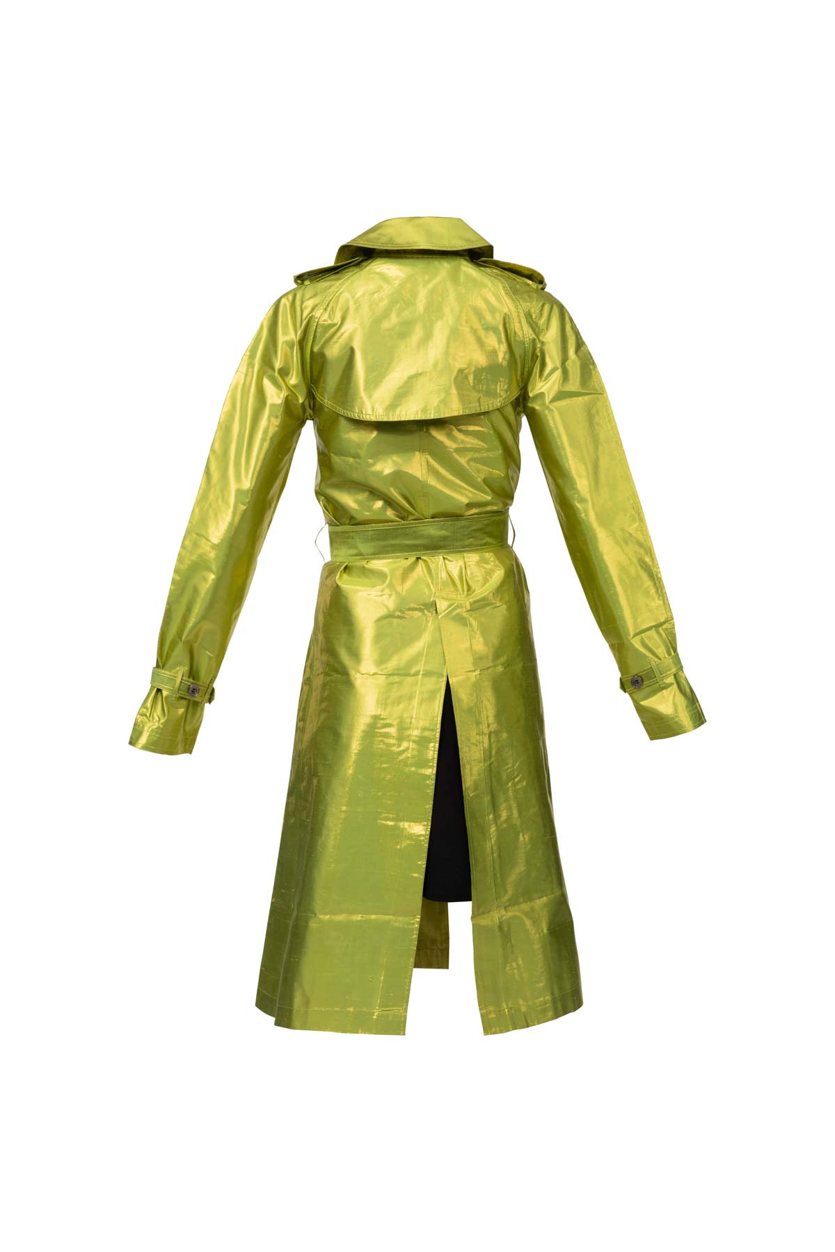 Metallic Silk Trench - Green Gold
