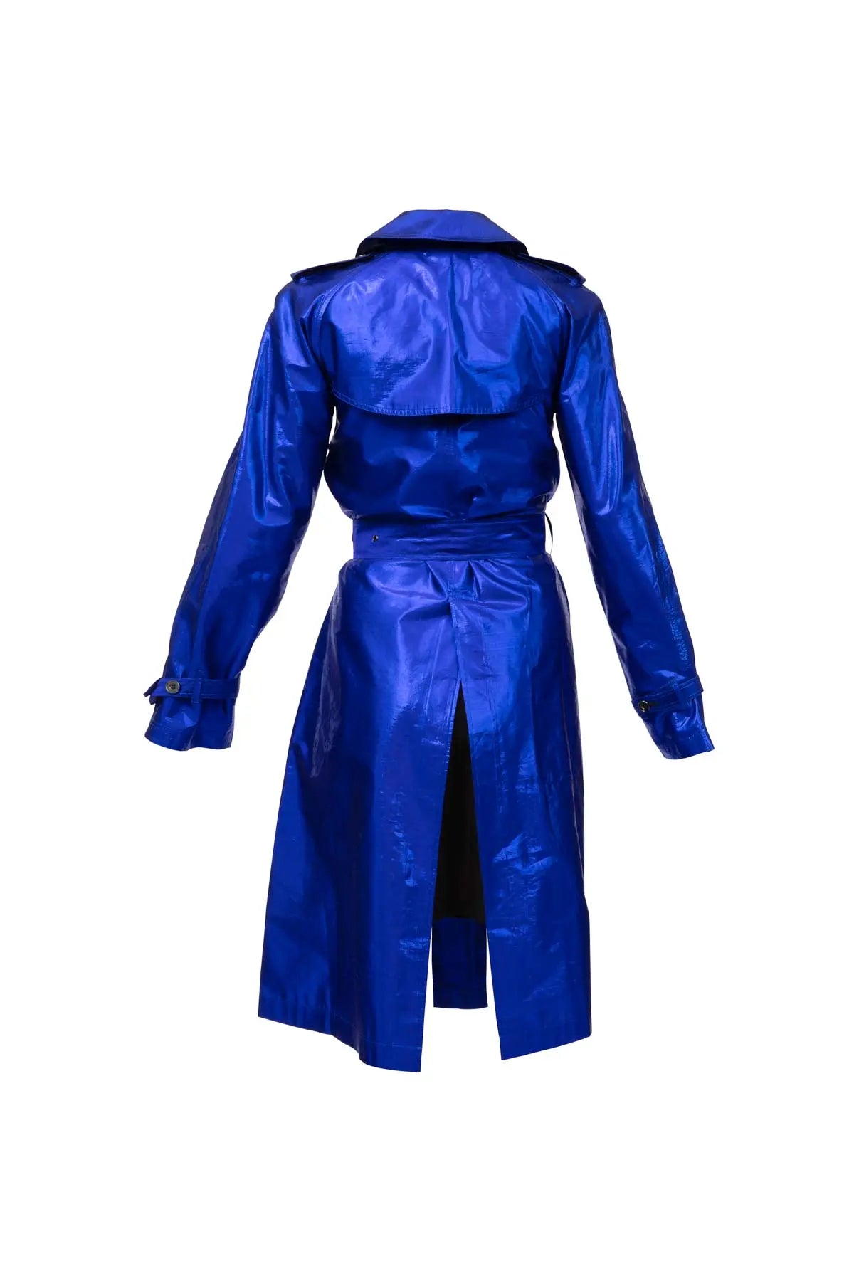 Metallic Silk Trench - Electric Blue Debonnaire
