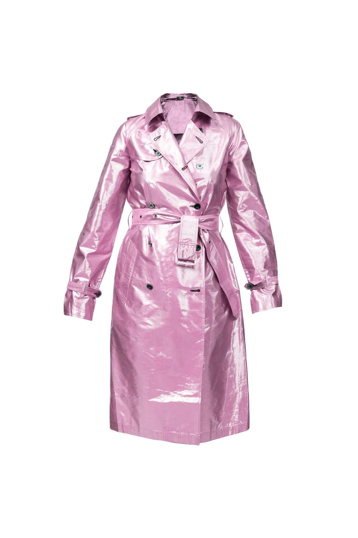 Metallic Silk Trench - Dusty Pink