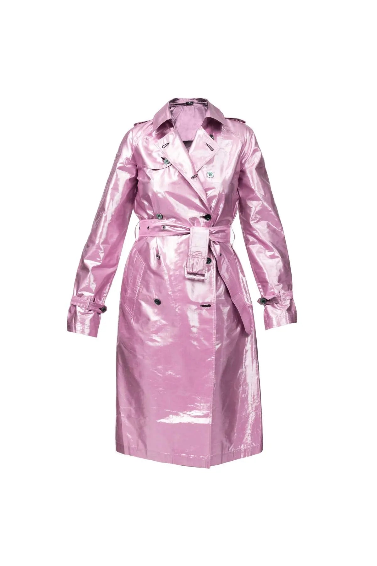 Metallic Silk Trench - Dusty Pink Debonnaire
