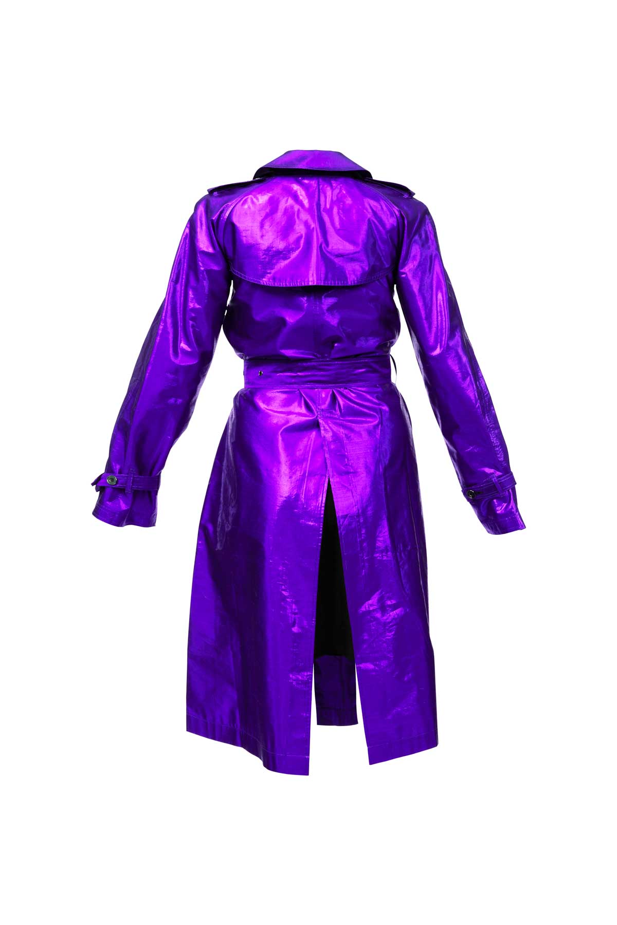 Metallic Silk Trench - Purple