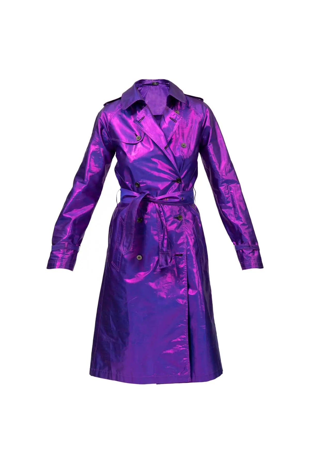 Metallic Silk Trench - Purple Debonnaire