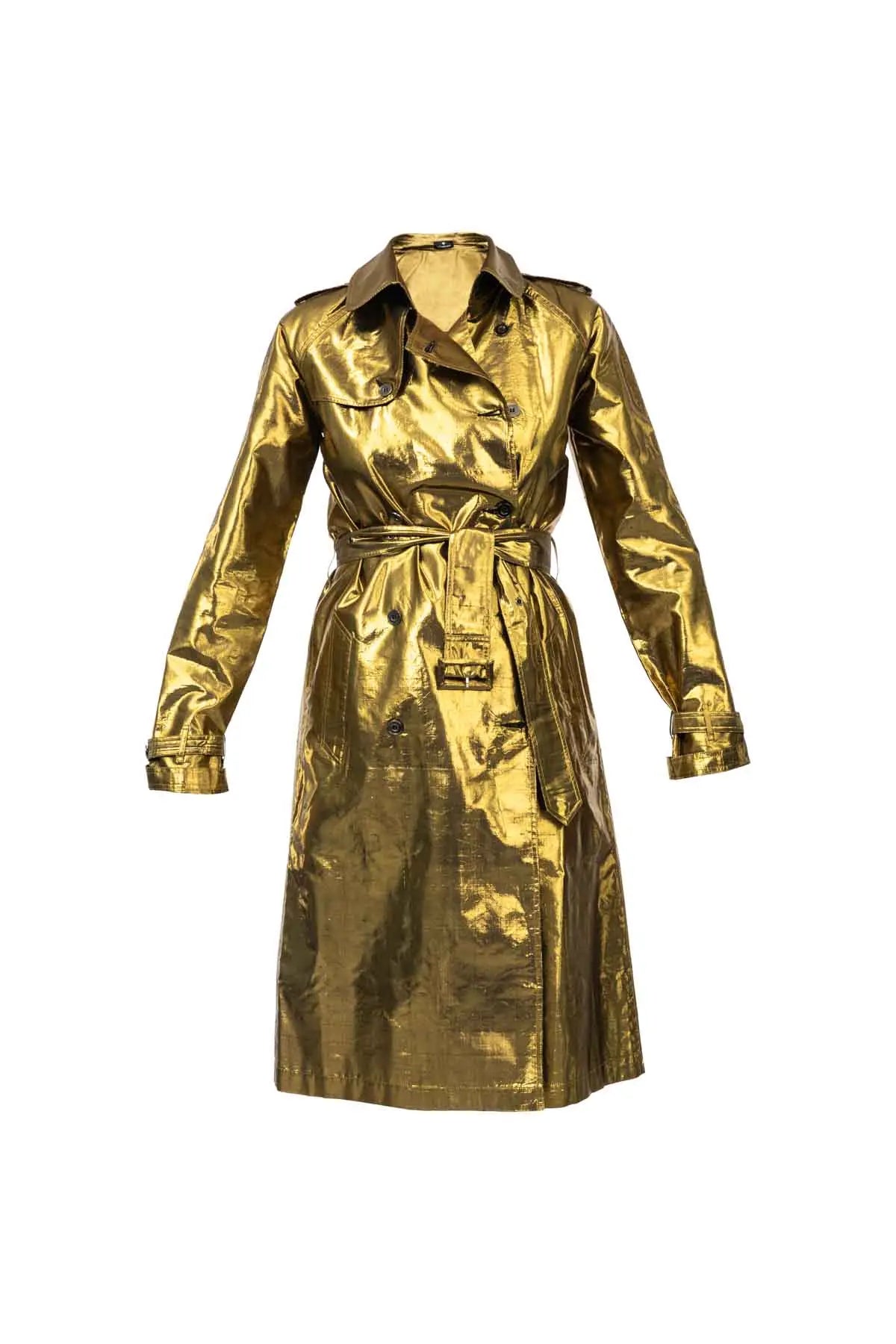 Metallic Silk Trench - Gold Debonnaire