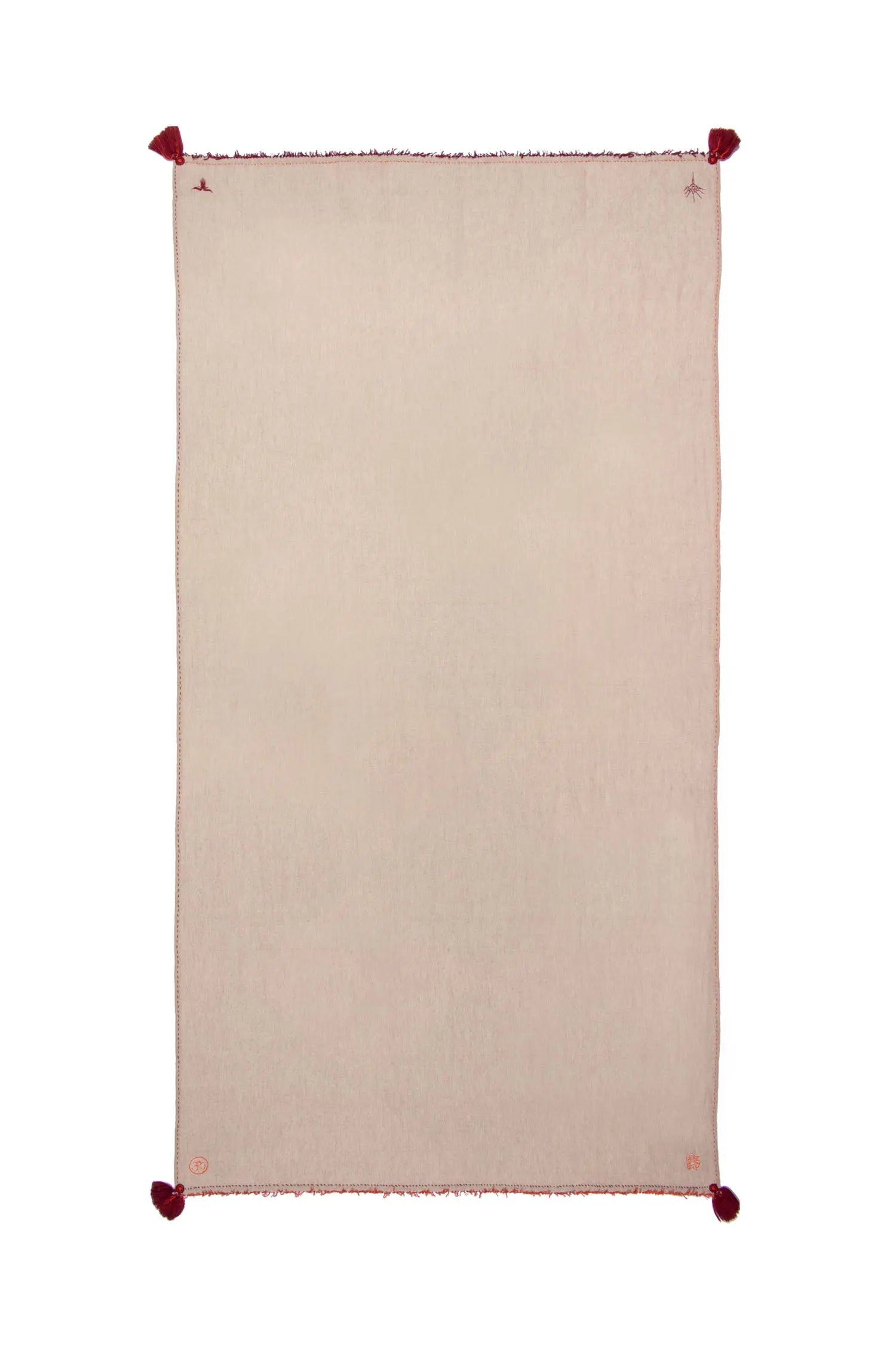 Meditation Shawl - Sand with Dark Red Tassels The Holy Goat