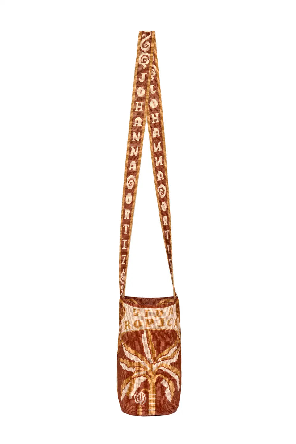Beaded Vida Tropical Mochila - Cigar & Apricot Johanna Ortiz