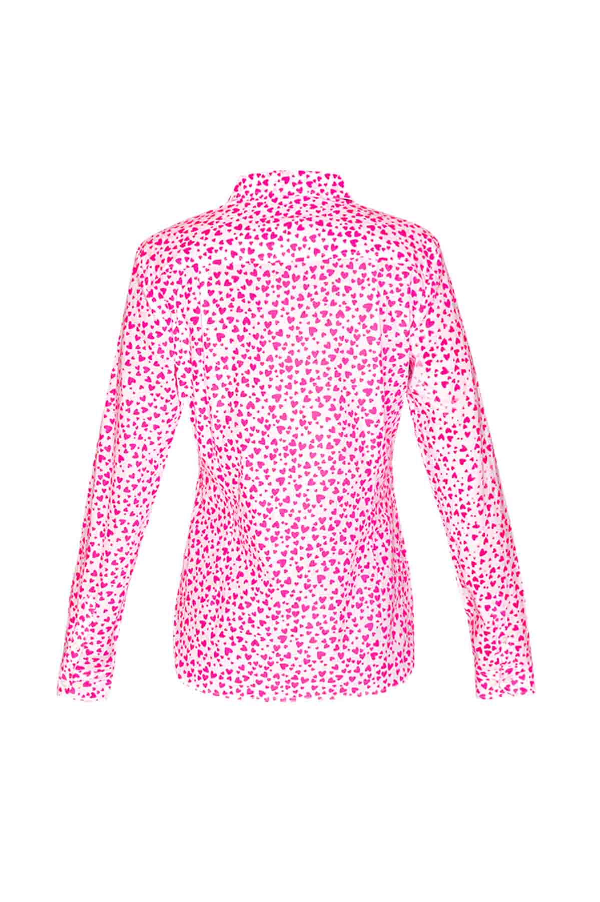 Women's Cotton Shirt - Pink Hearts