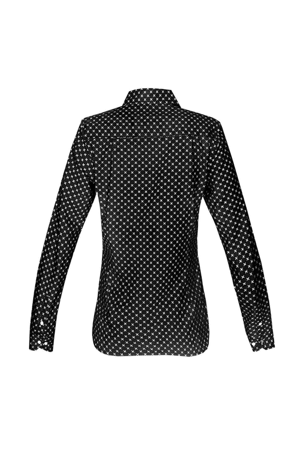 Women's Cotton Shirt - Black Crosses