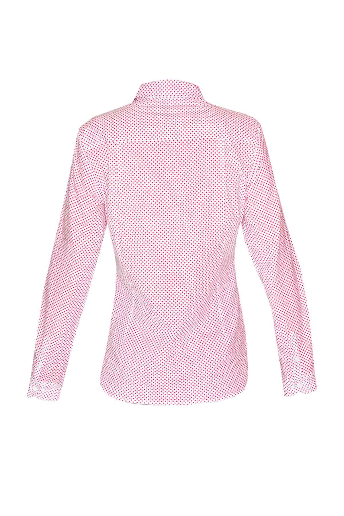 Women's Cotton Shirt - Magenta Mini Polka Debonnaire