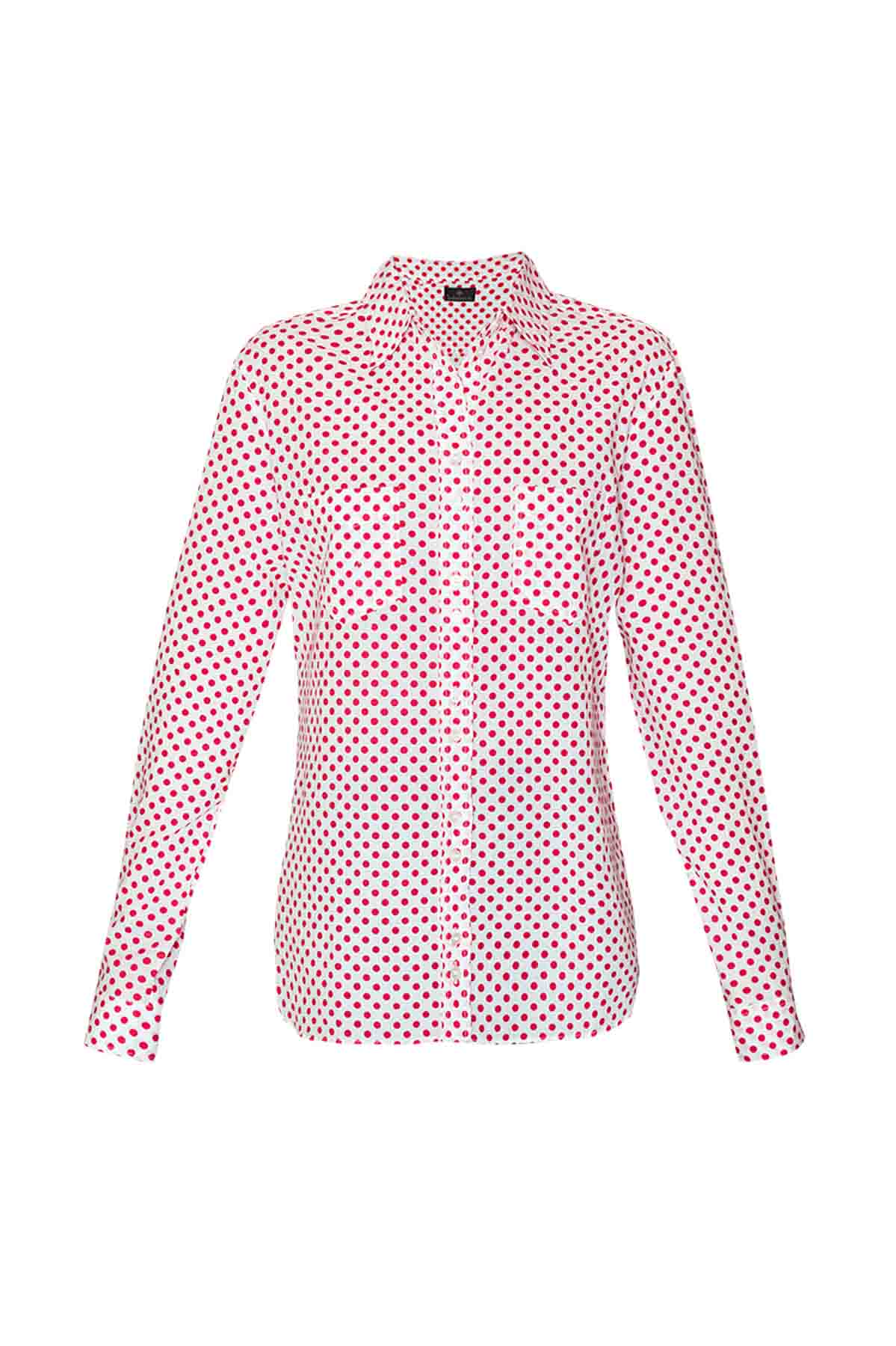 Women's Cotton Shirt - Red Polka Dot