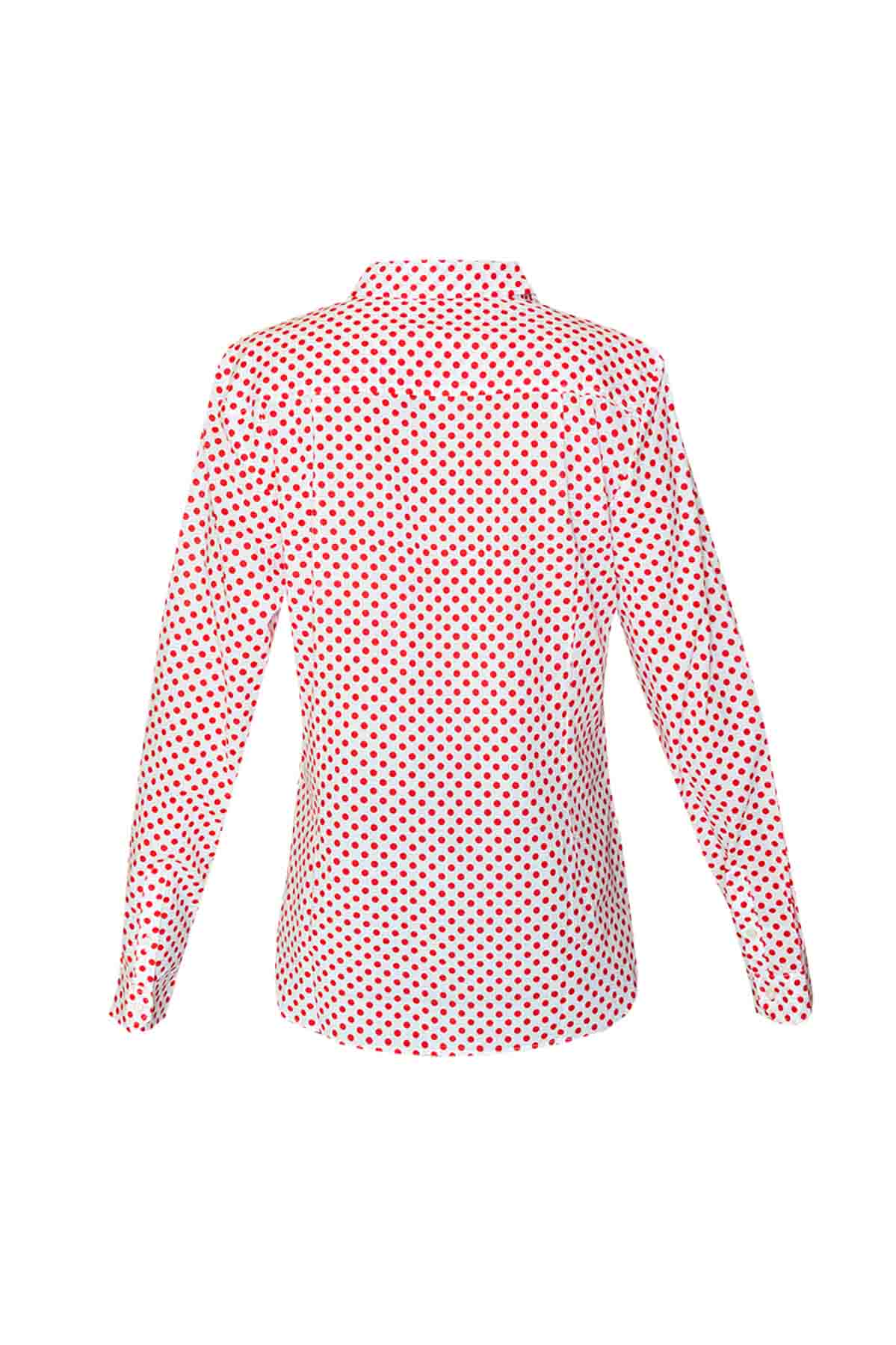 Women's Cotton Shirt - Large Red Polka Dot Debonnaire