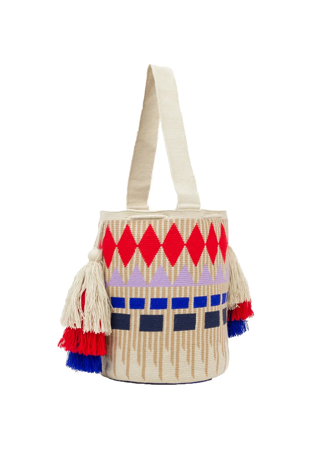 Ana Bucket Bag - Red & Lilac Guanabana