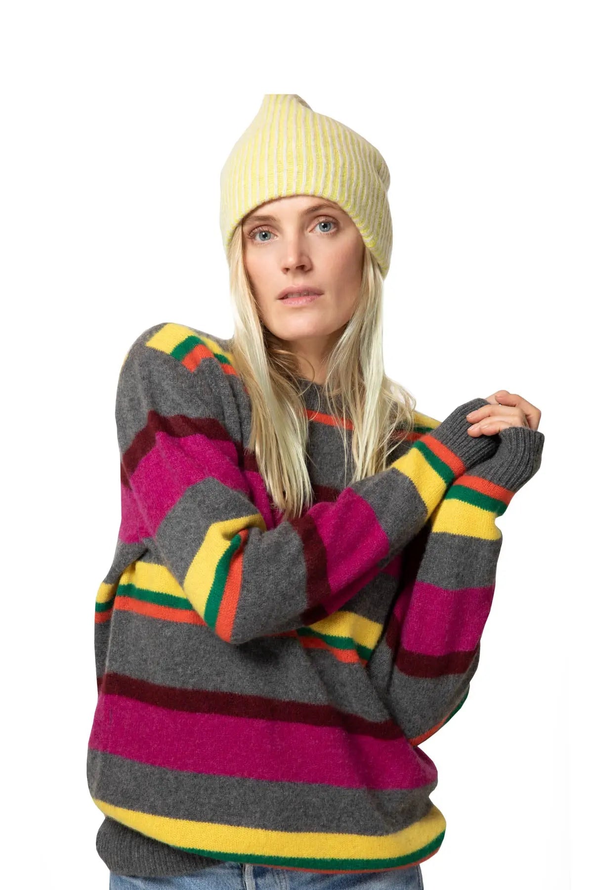 Boardwalk Stripe Crew Neck Jumper The Elder Statesman