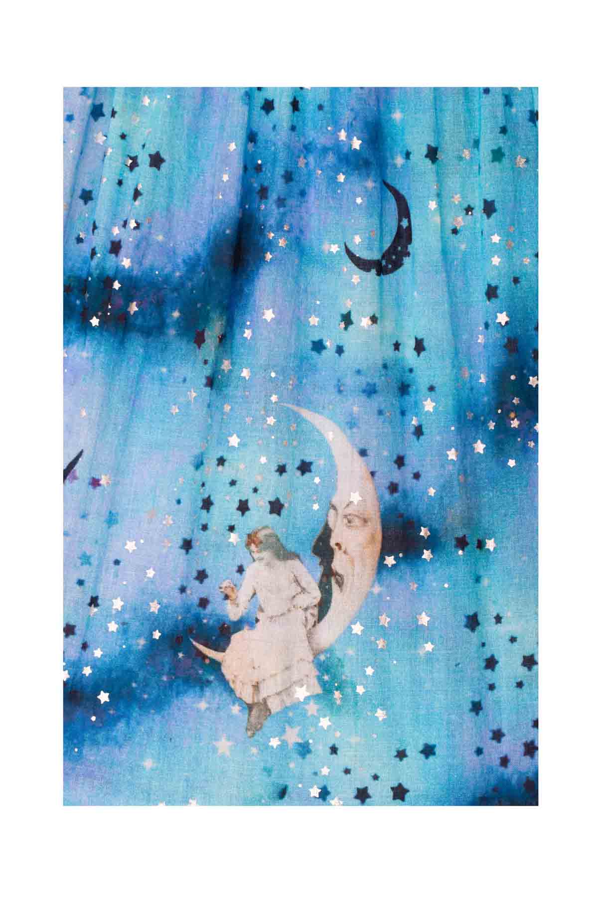 Long Cotton Sun Dress - Blue