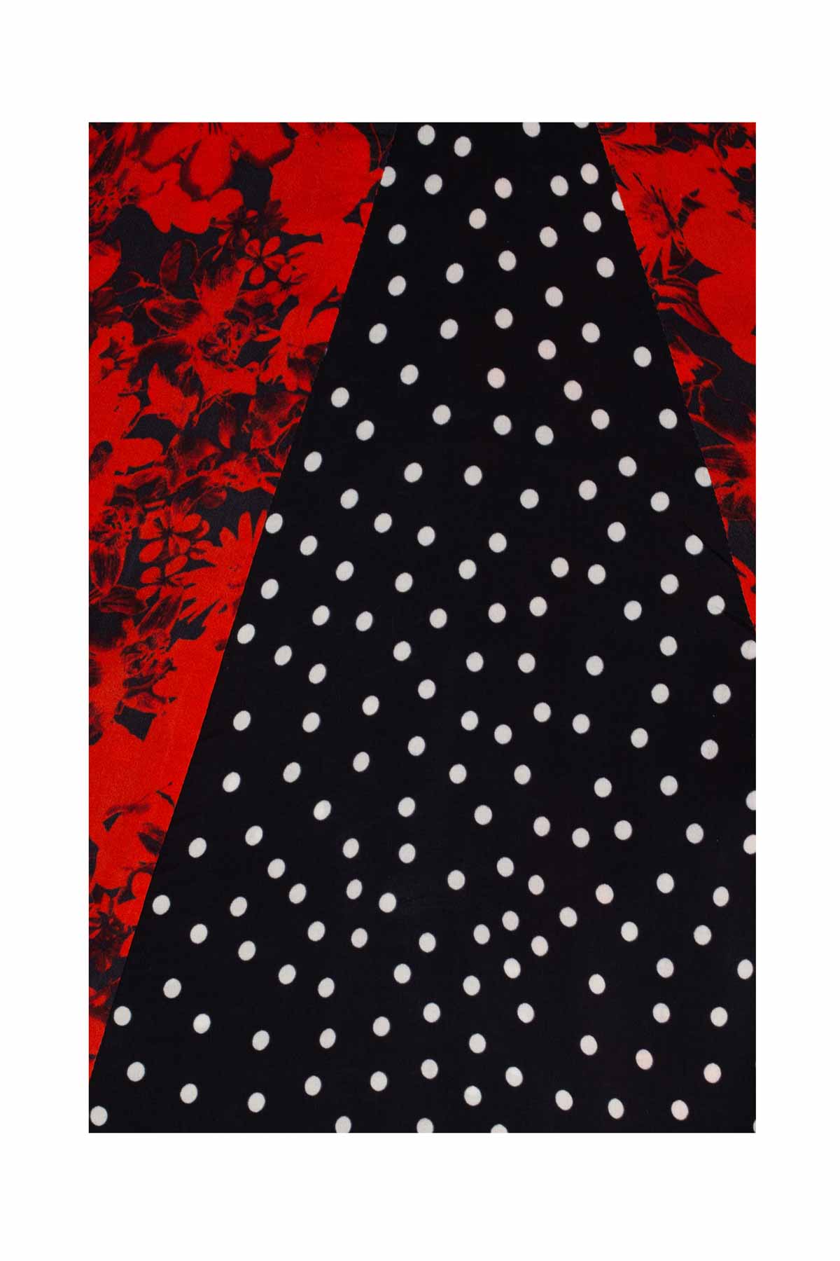 Tri Collar Silk Dress - Red Floral
