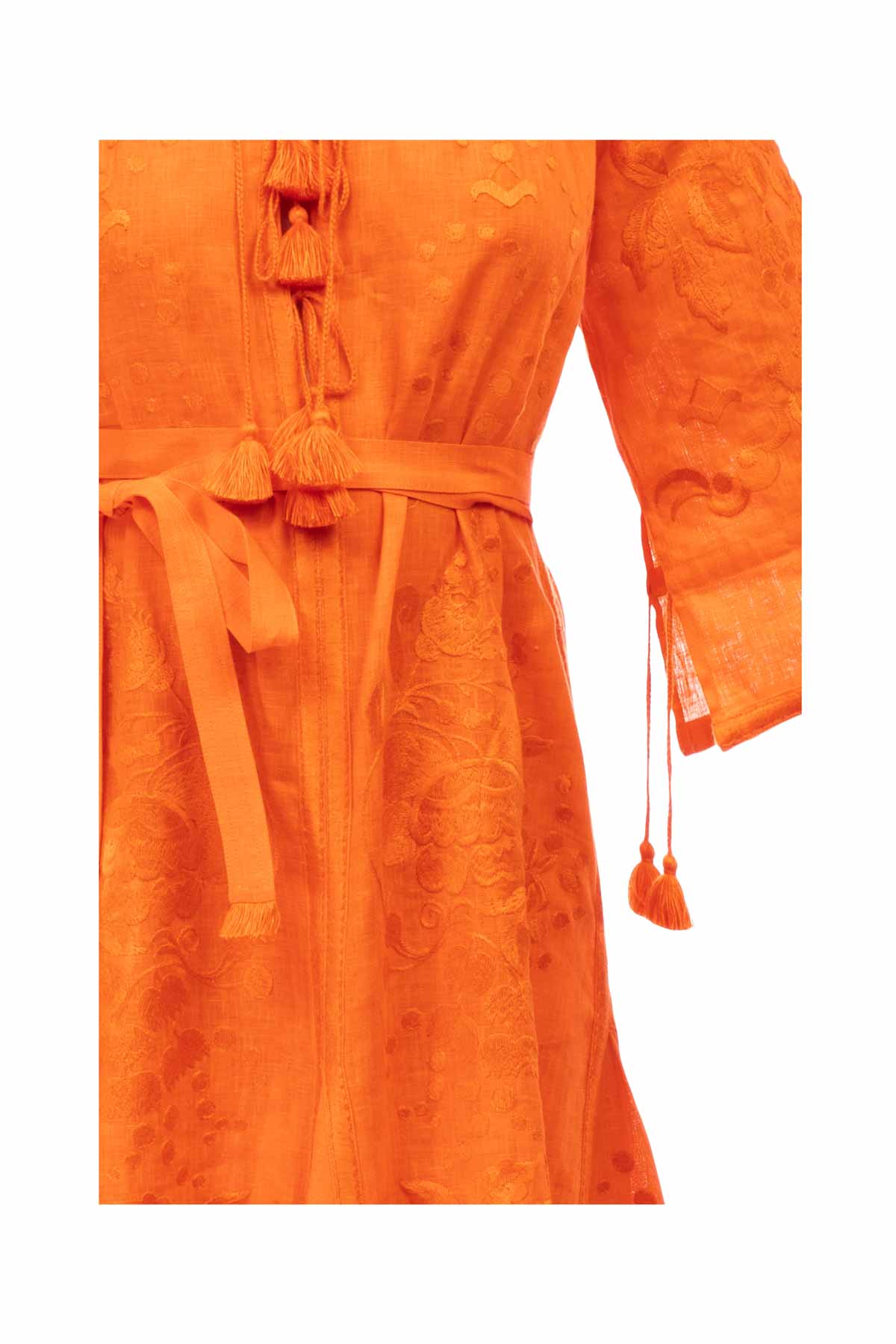 Hops Embroidered Dress - Orange