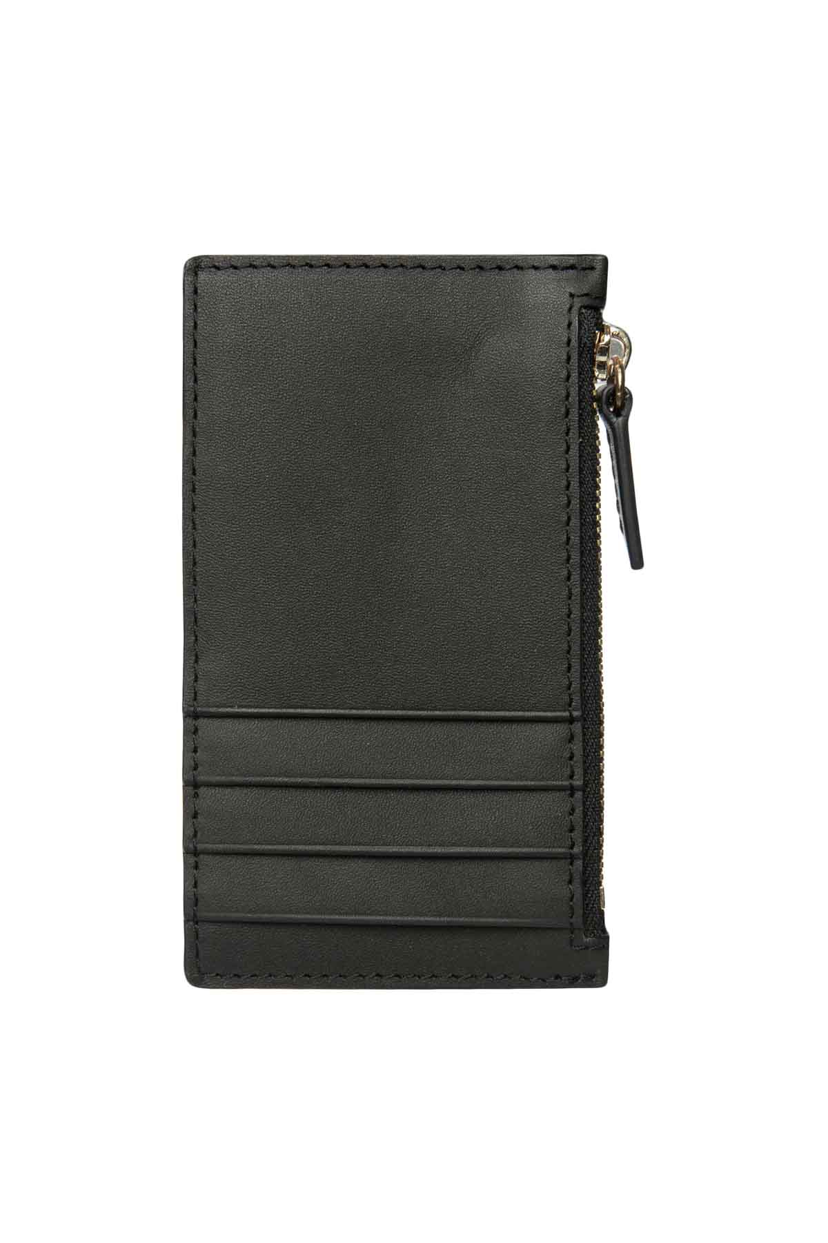 Leather Zip Card Holder - Black Debonnaire